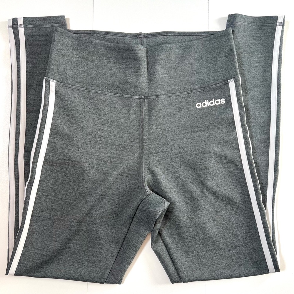 Adidas Climalite 3-Stripes Leggings Women’s Size Medium Gray Gym Yoga